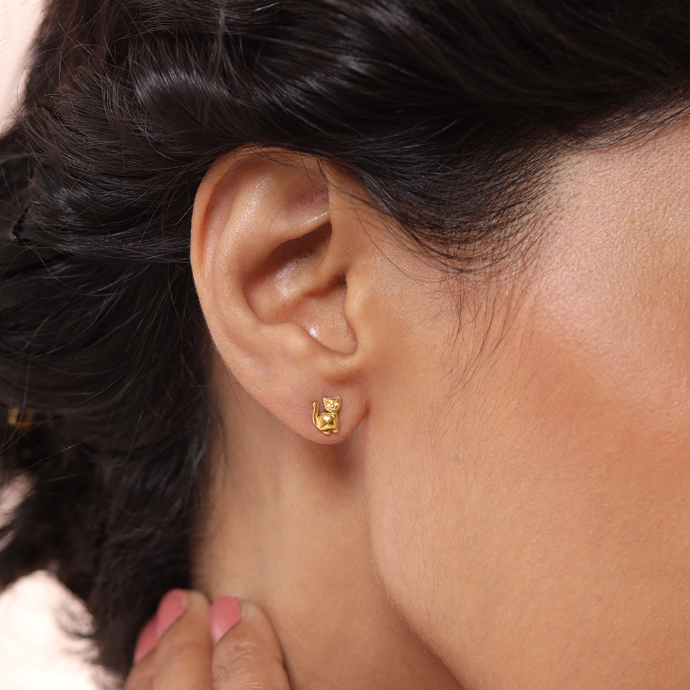 Kitty Couture 18KT Gold Stud Earrings,,hi-res image number null