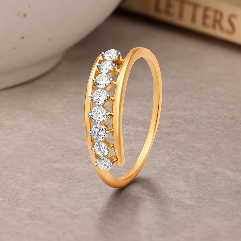 Enchanting 18 Karat Yellow Gold And Diamond Trail Finger Ring,,hi-res image number null