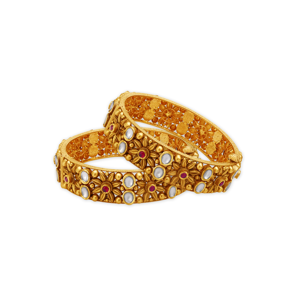 Majestic Die Stamp Bangle with Precious Stones,,hi-res image number null