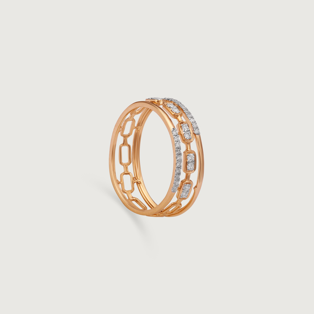 Luxe Link Gold & Diamond Finger Ring,,hi-res image number null