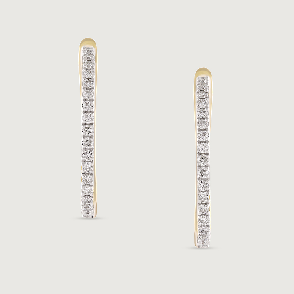 Minimalist Chic Gold & Diamond Hoop Earrings,,hi-res image number null