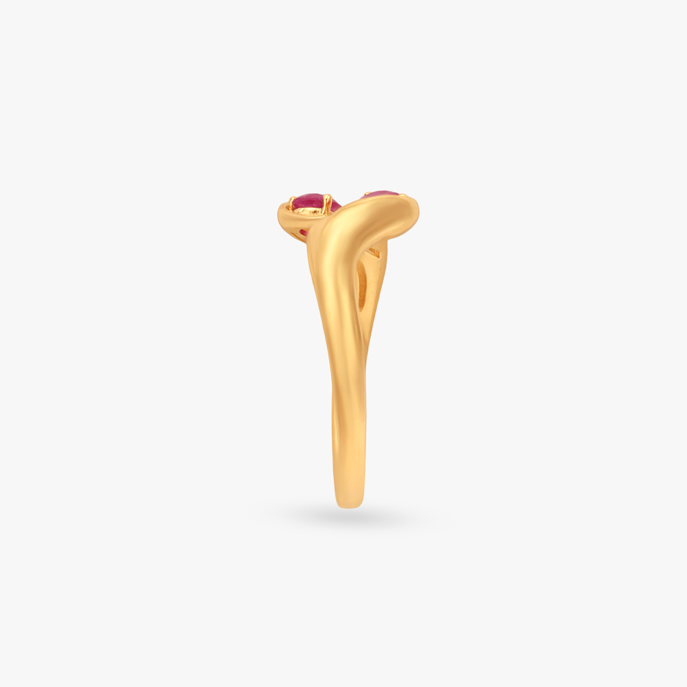 Twin Petal Gold Ring,,hi-res image number null