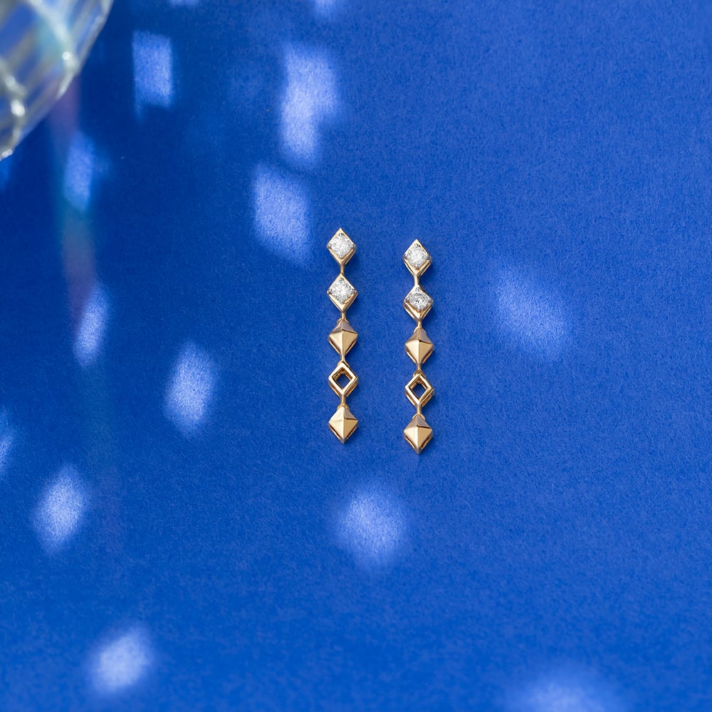 Sequin Glam Gold & Diamond Drop Earrings,,hi-res image number null