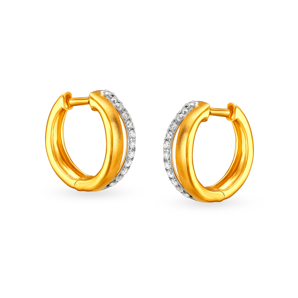 Dazzling Contemporary Diamond Hoop Earrings,,hi-res image number null
