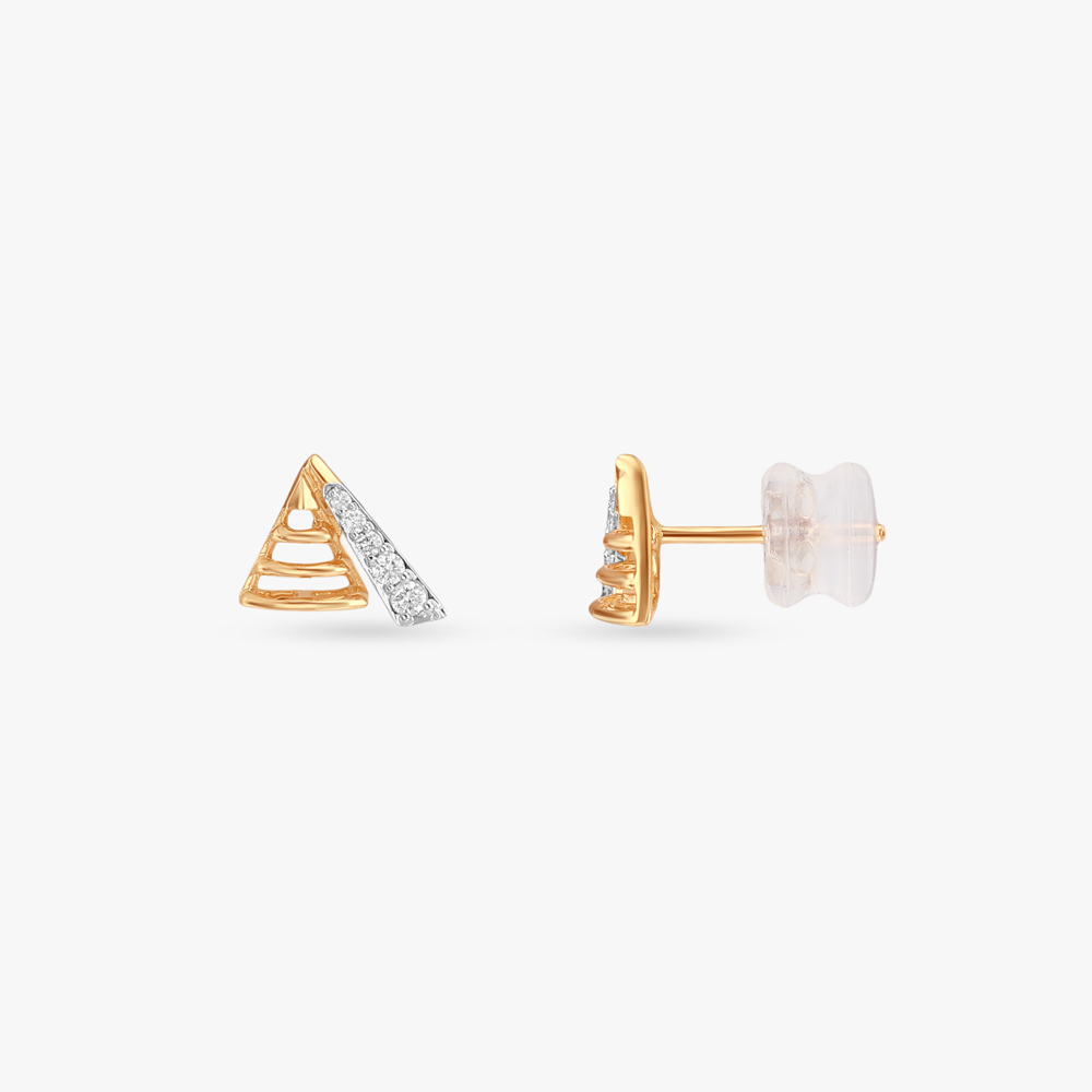 Linear Peak Diamond Stud Earrings,,hi-res image number null