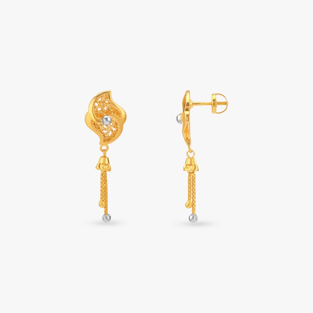 

Sculpted Waves Gold Drop Earrings