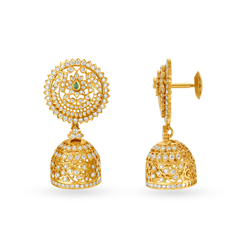 Elegant Diamond Jhumka Earrings,,hi-res image number null