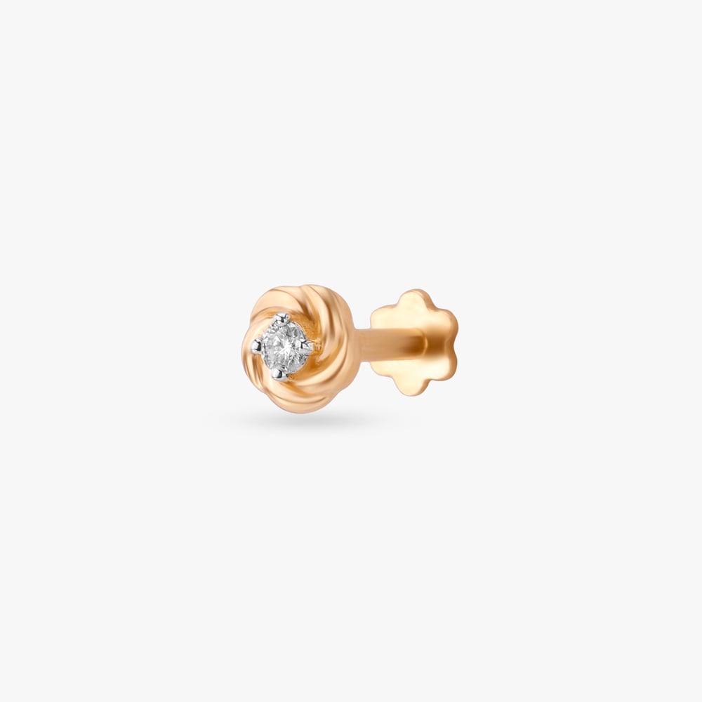 Rose Swirl Diamond Nose Pin,,hi-res image number null