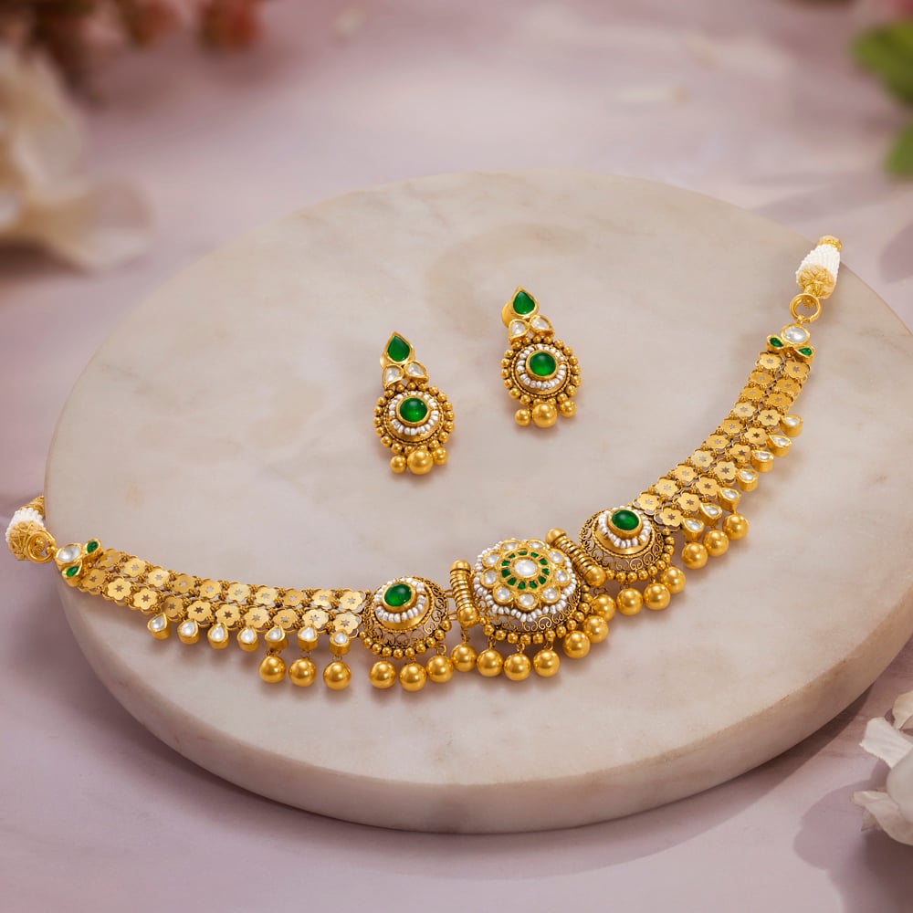 Crescent Glory Gold Necklace set,,hi-res image number null