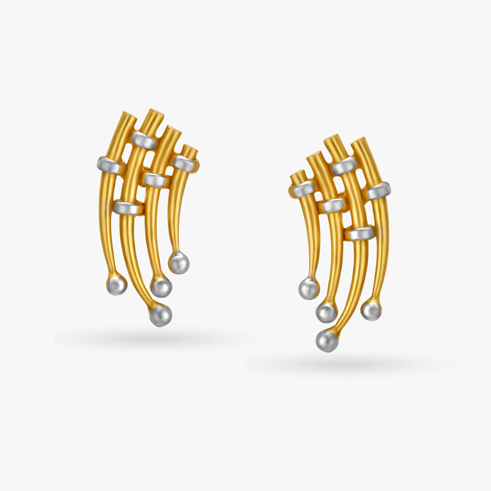 Dainty Floral Motif Gold Stud Earrings