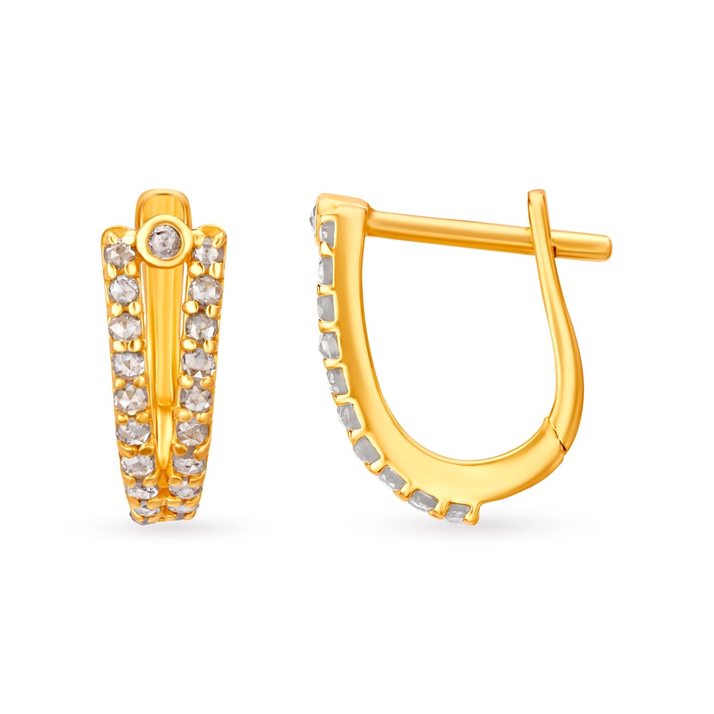 Chic Hoop Earrings with Un-cut Diamonds,,hi-res image number null