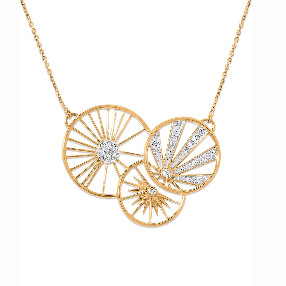 18kt Yellow Gold Sun Moon And Star Diamond Necklace,,hi-res image number null