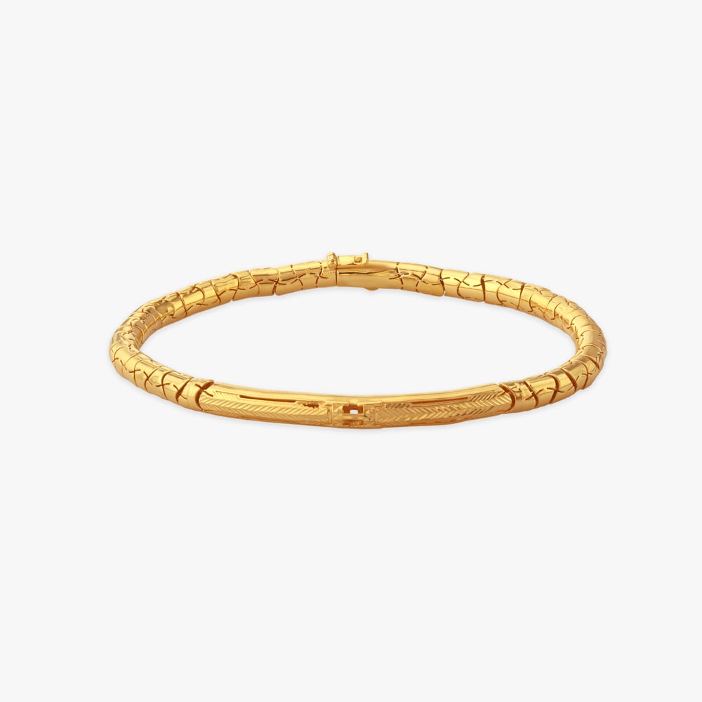 Textured Tubular Gold Bracelet for Men,,hi-res image number null