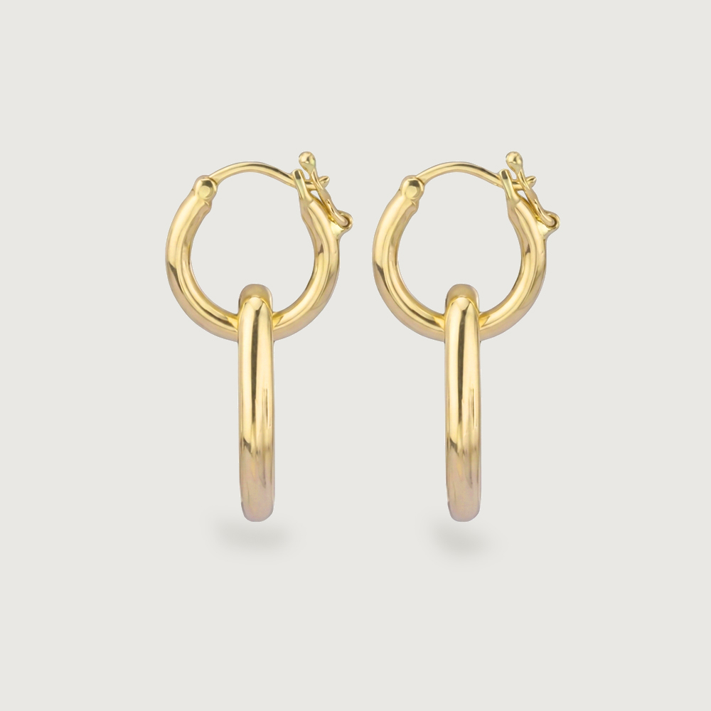 Fluid Drop Gold Hoop Earrings,,hi-res image number null