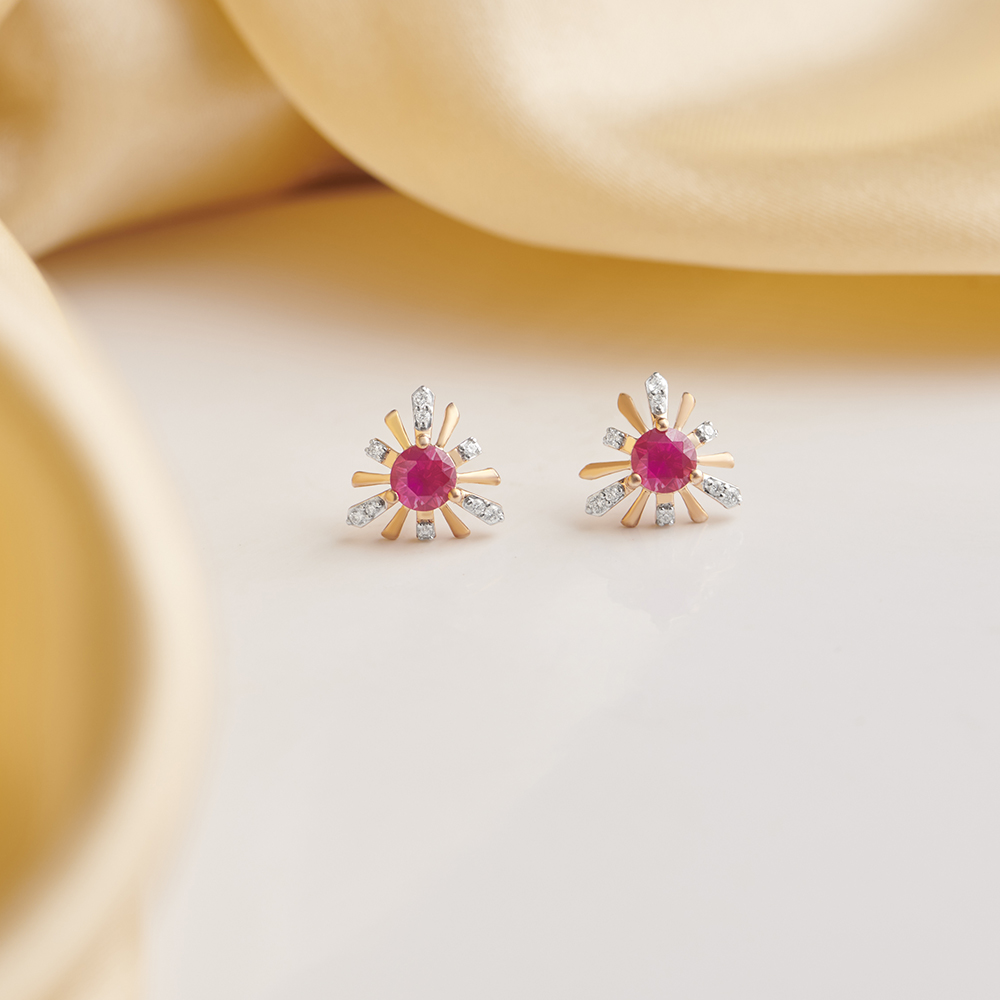 Tanishq ruby cheap diamond earrings