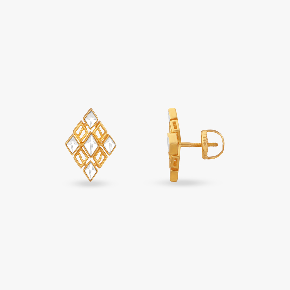 Angular Glow Gold Stud Earrings,,hi-res image number null