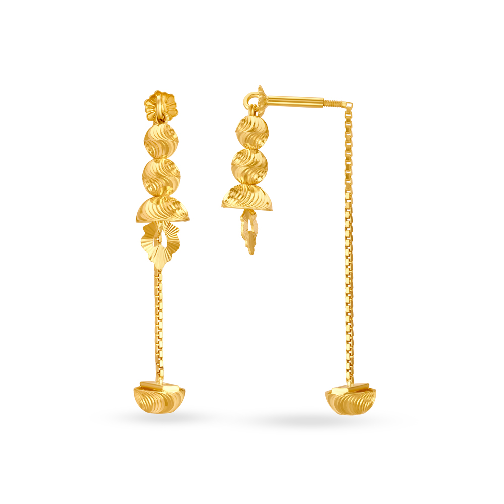 Beautiful Yellow Gold Floral Drop Earrings,,hi-res image number null