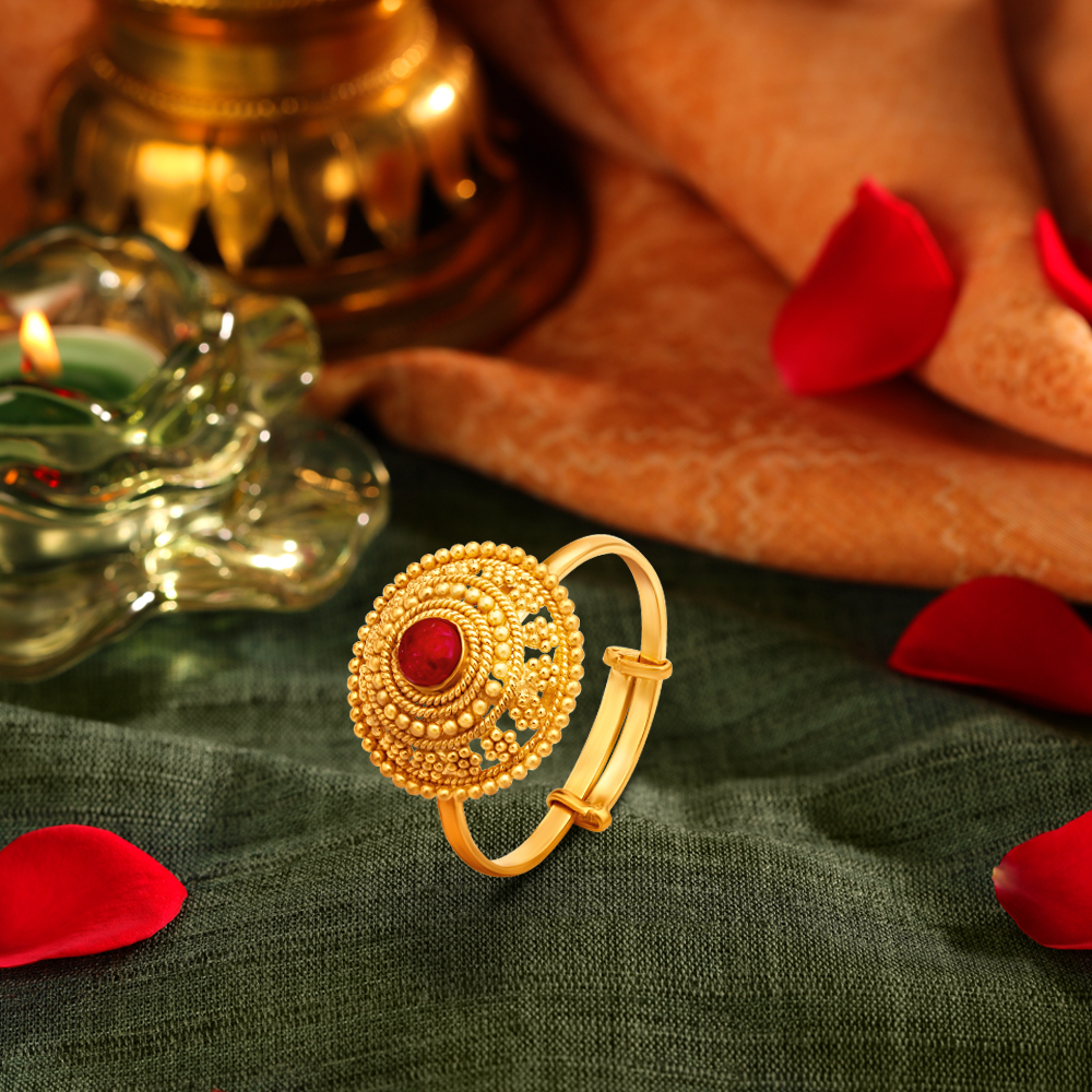 Buy quality Ladies 22K Gold Round Design Ring -LPR69 in Ahmedabad