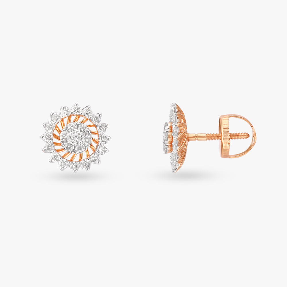 Sparkling Flower Diamond Stud Earrings,,hi-res image number null
