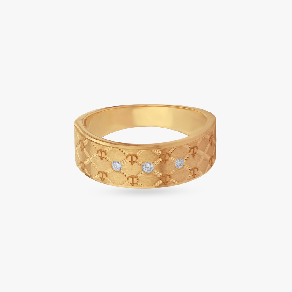 Contemporary Etched Diamond Ring For Men,,hi-res image number null