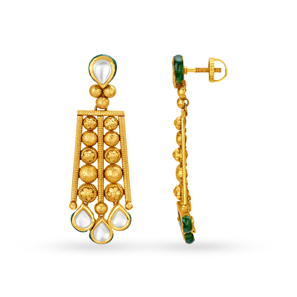 Delectable 22 Karat Yellow Gold And Stone Earrings,,hi-res image number null
