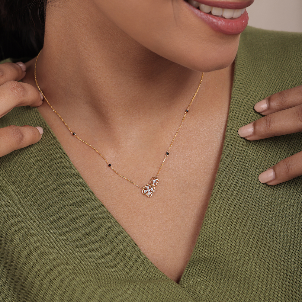 Love Knot 14 Kt Gold and Diamond Mangalsutra,,hi-res image number null
