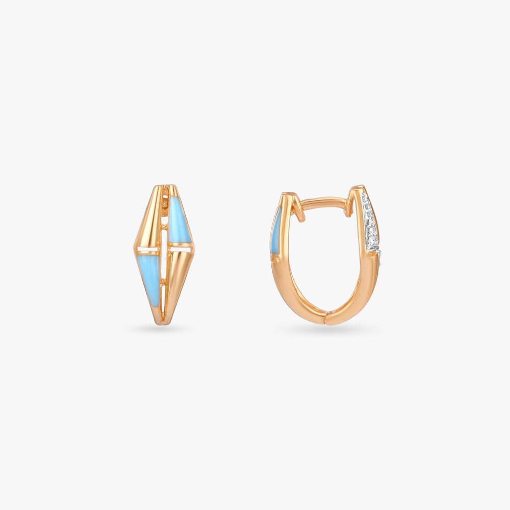 Twin Expression Diamond Hoop Earrings,,hi-res image number null