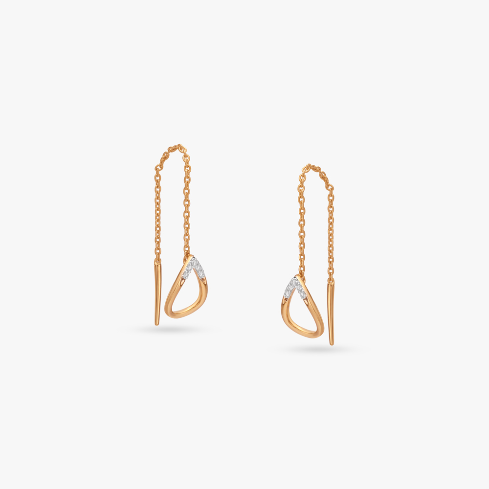 Grace Thread Diamond Drop Earrings,,hi-res image number null