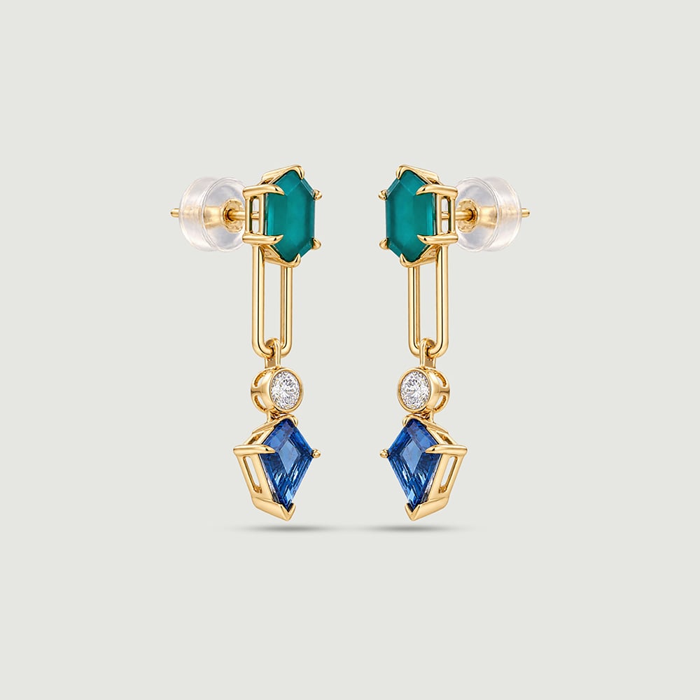 Fresh Geometric Onyx and Topaz Drop Earrings,,hi-res image number null