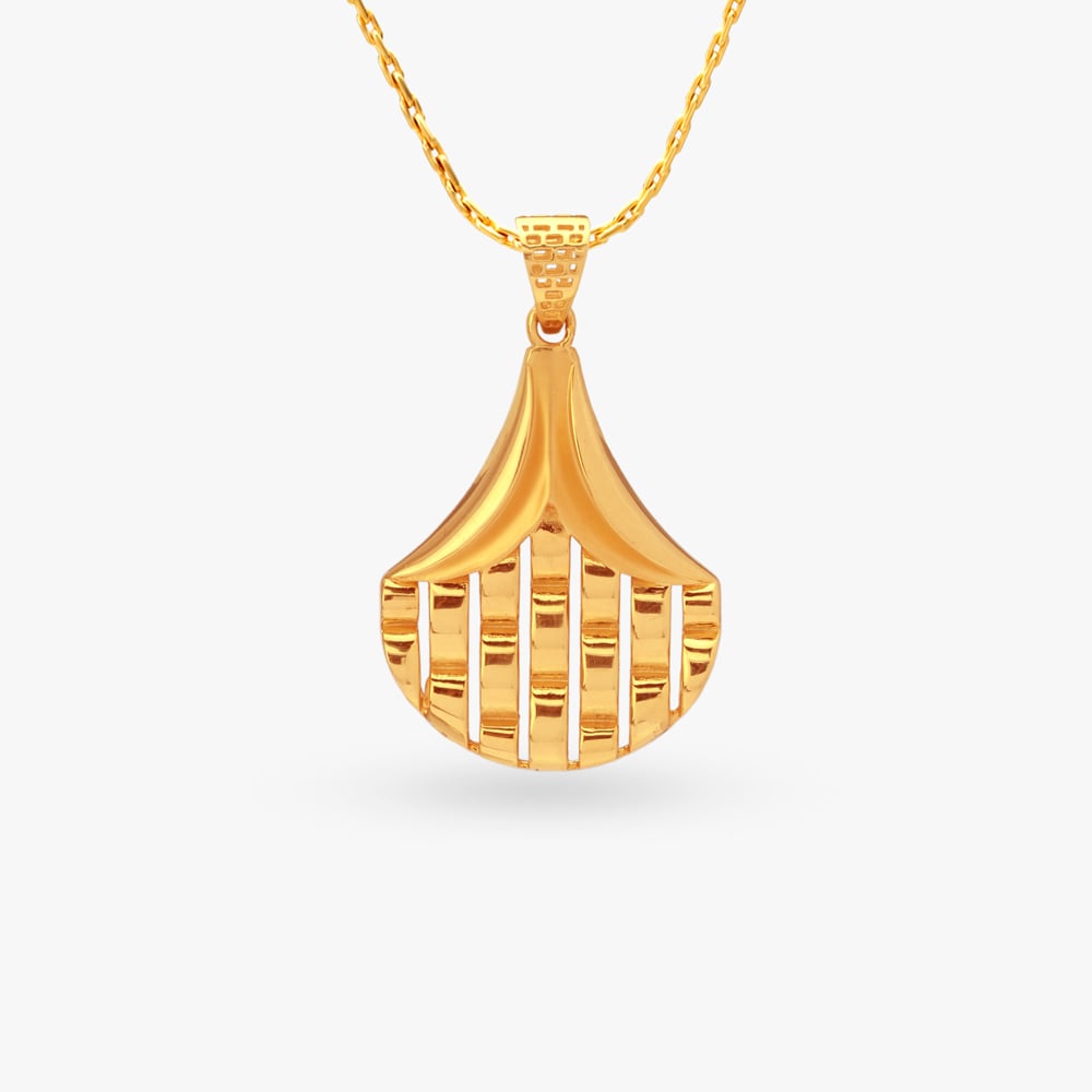 Gracefully Striped Gold Pendant and Earrings Set,,hi-res image number null
