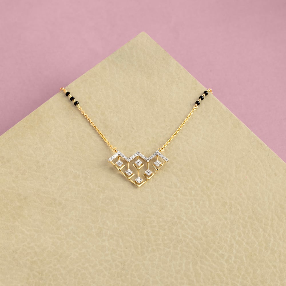 Vivid Vortex Gold and Diamond Mangalsutra,,hi-res image number null
