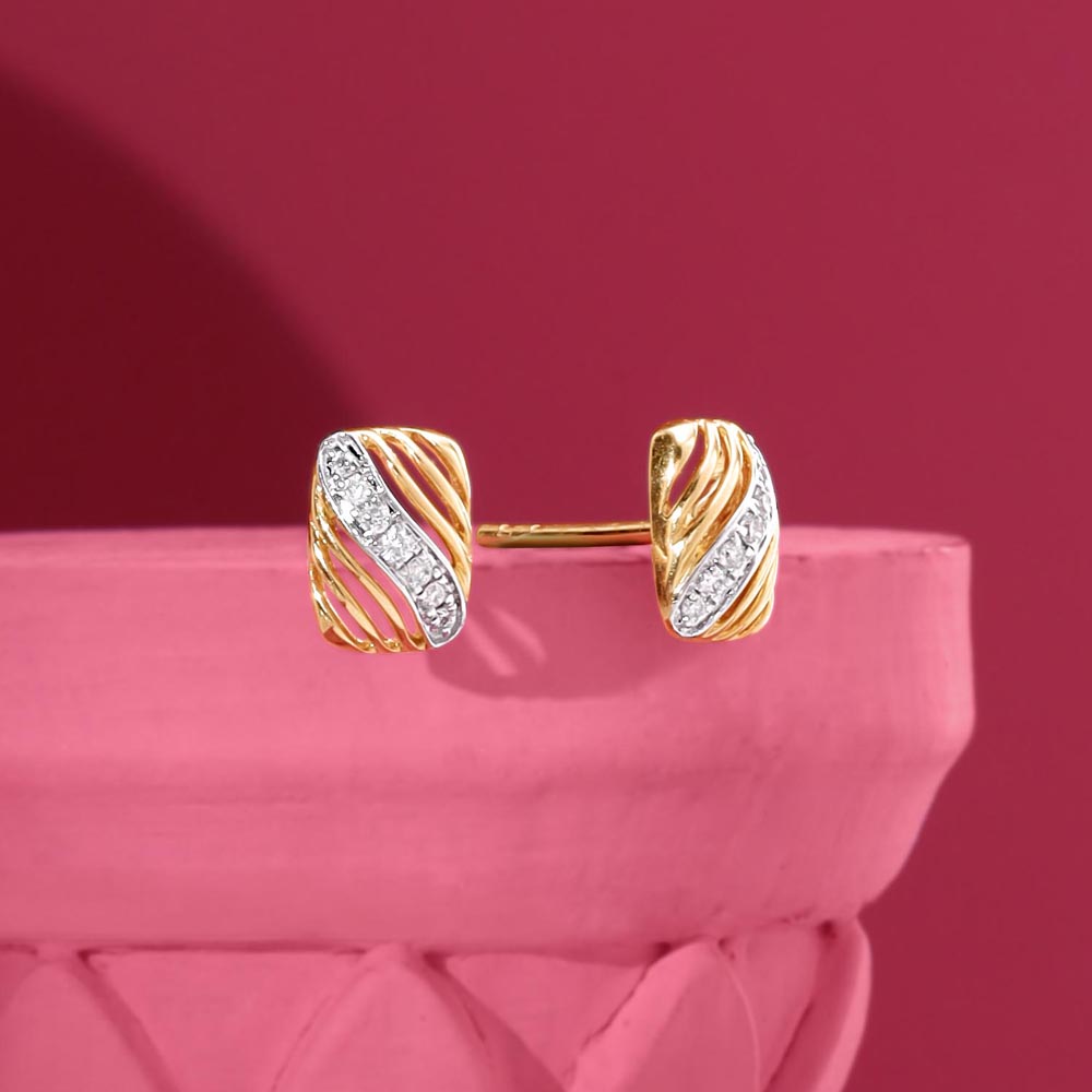 Shimmer Frame Diamond Stud Earrings,,hi-res image number null