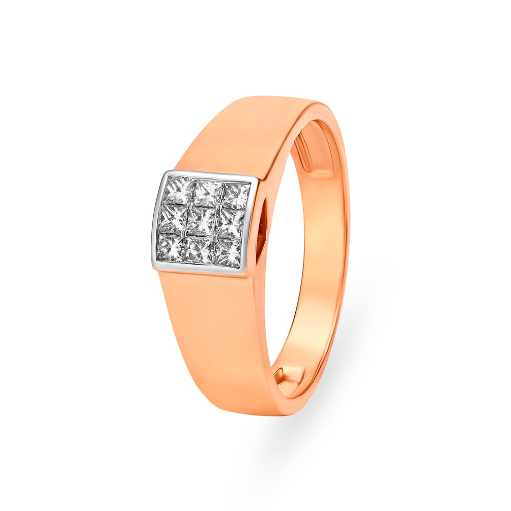 

Glorious 18 Karat Rose Gold And Diamond Square Ring
