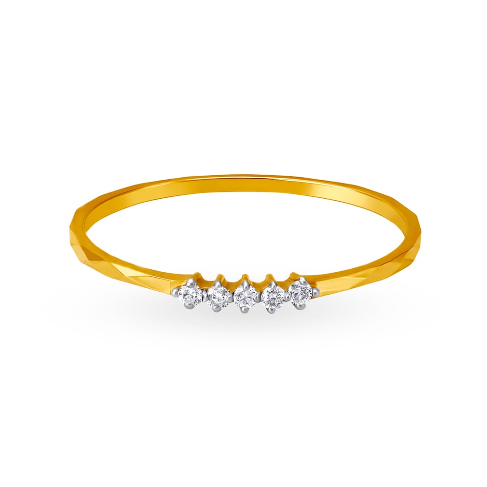 Elegant 18 Karat Yellow Gold And Diamond Finger Ring,,hi-res image number null