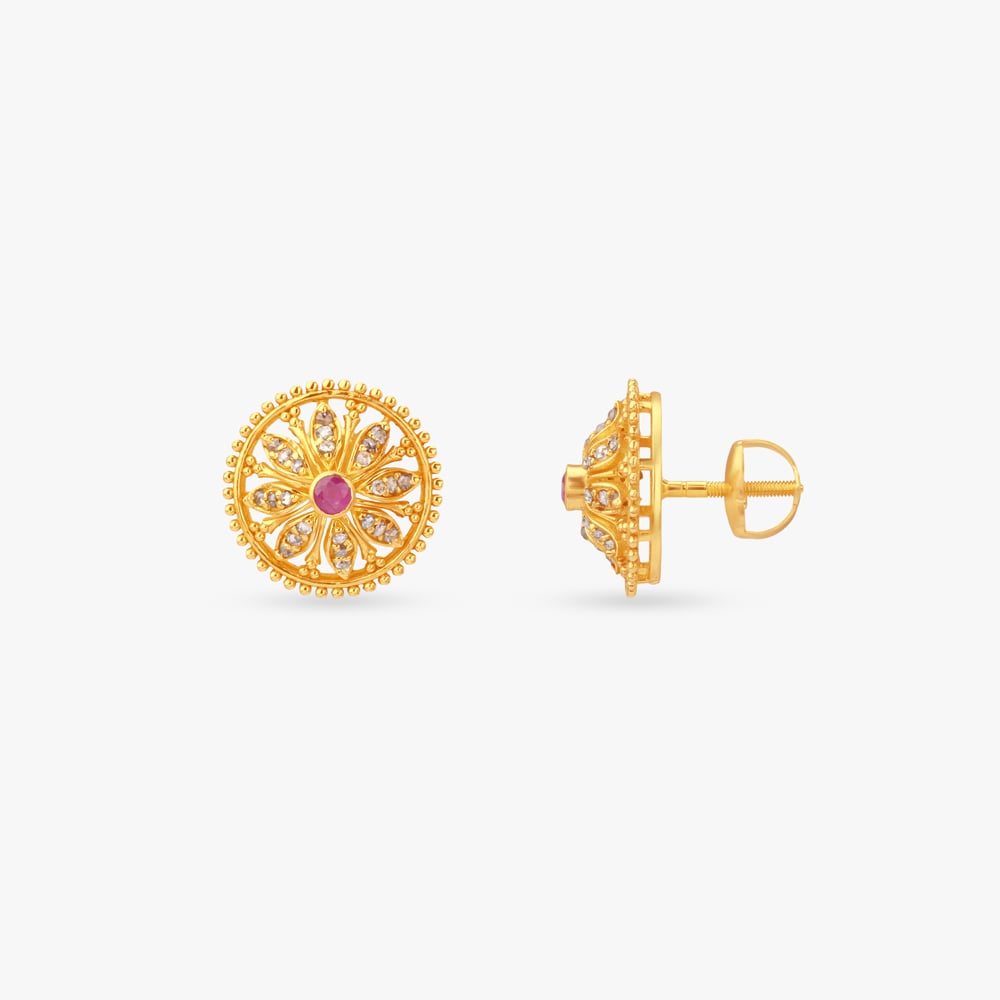 Radiant Canopy Gold Stud Earrings,,hi-res image number null