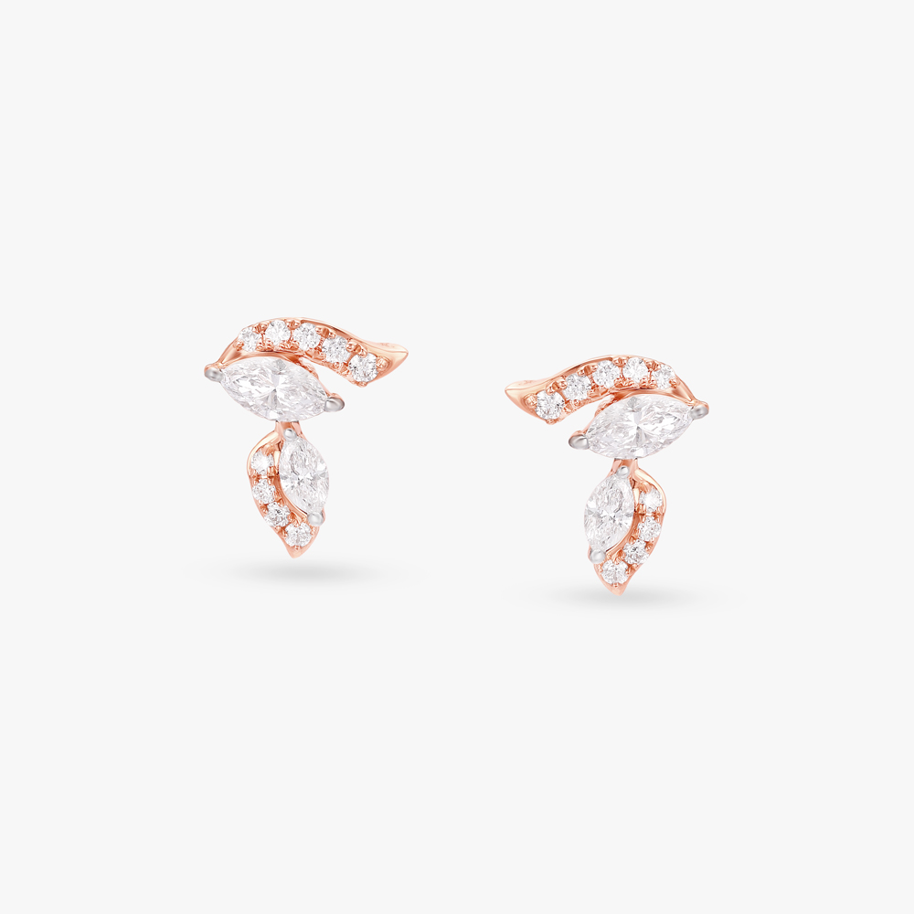 Leaflet Diamond Stud Earrings,,hi-res image number null