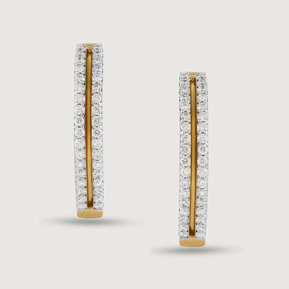 Dazzling Rows Gold & Diamond Hoop Earrings,,hi-res image number null