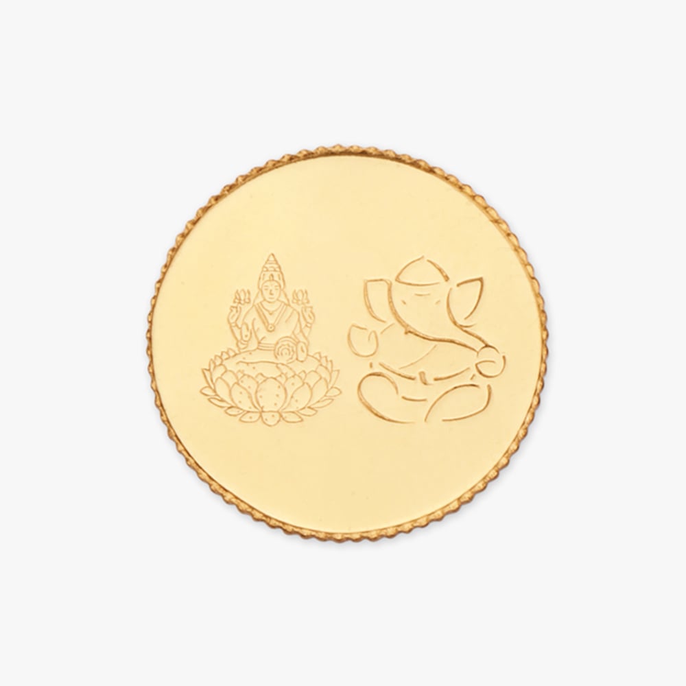 2 gram 22 Karat Gold Coin with Lakshmi Ganesha Motif