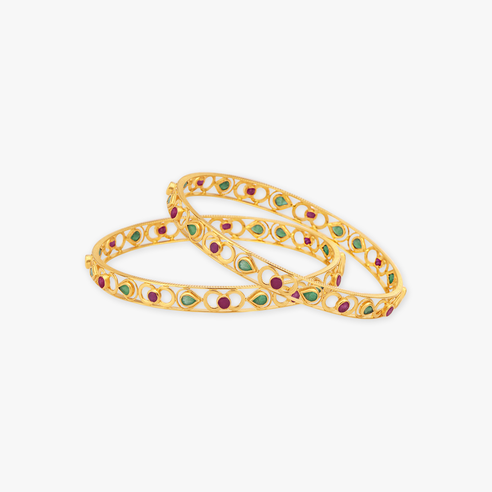 Raindrop Gold Bangles,,hi-res image number null