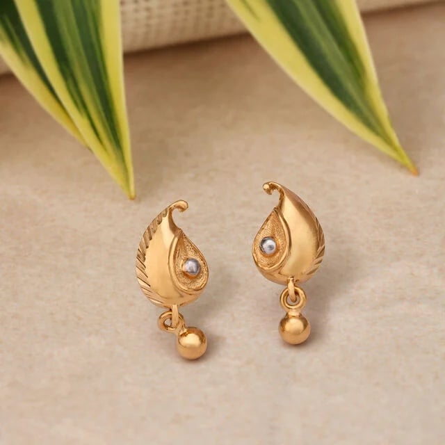 Dainty Peacock Inspired Gold Drop Earrings,,hi-res image number null