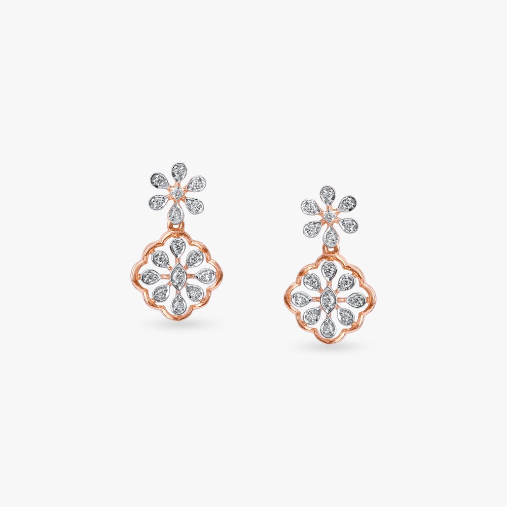 Petal Lattice Diamond Drop Earrings,,hi-res image number null