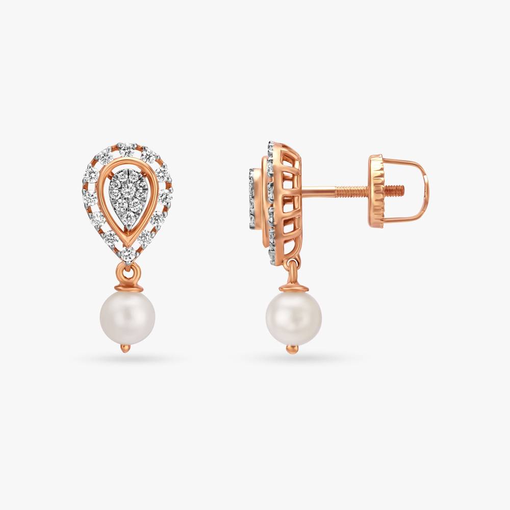 Classy Pearl and Diamond Drop Earrings,,hi-res image number null