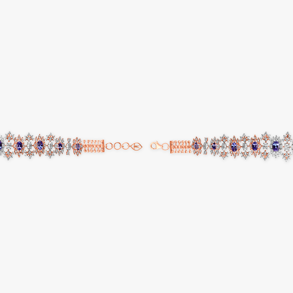 Striking Florals Diamond and Tanzanite Bracelet,,hi-res image number null