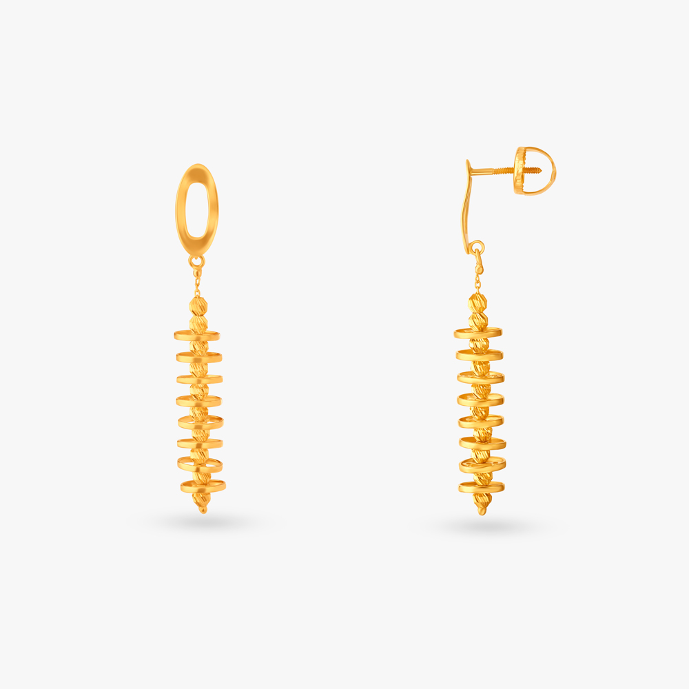 Contemporary Disc Gold Drop Earrings,,hi-res image number null