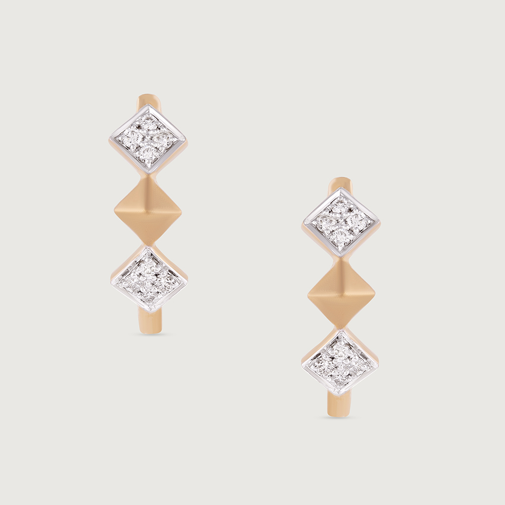 Geo Sparkle Gold & Diamond Hoop Earrings,,hi-res image number null