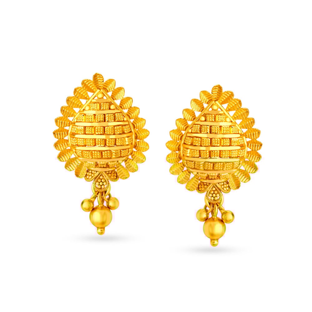 

Charming Pear Shape Gold Drop Earrings