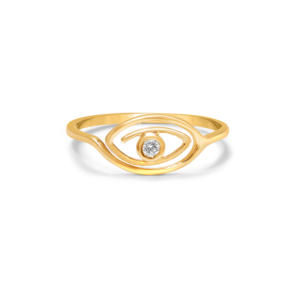 14KT Yellow Gold Concentric Evil Eye Finger Ring,,hi-res image number null