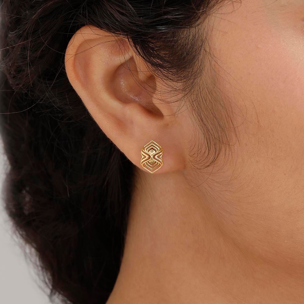 Arcade Elegance Gold Stud Earrings,,hi-res image number null