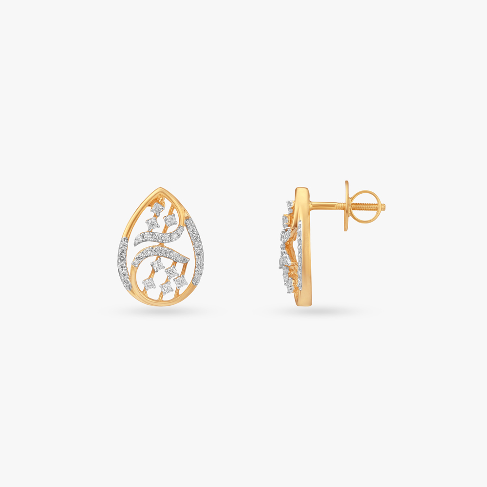 Raindrop Swirl Diamond Stud Earrings,,hi-res image number null