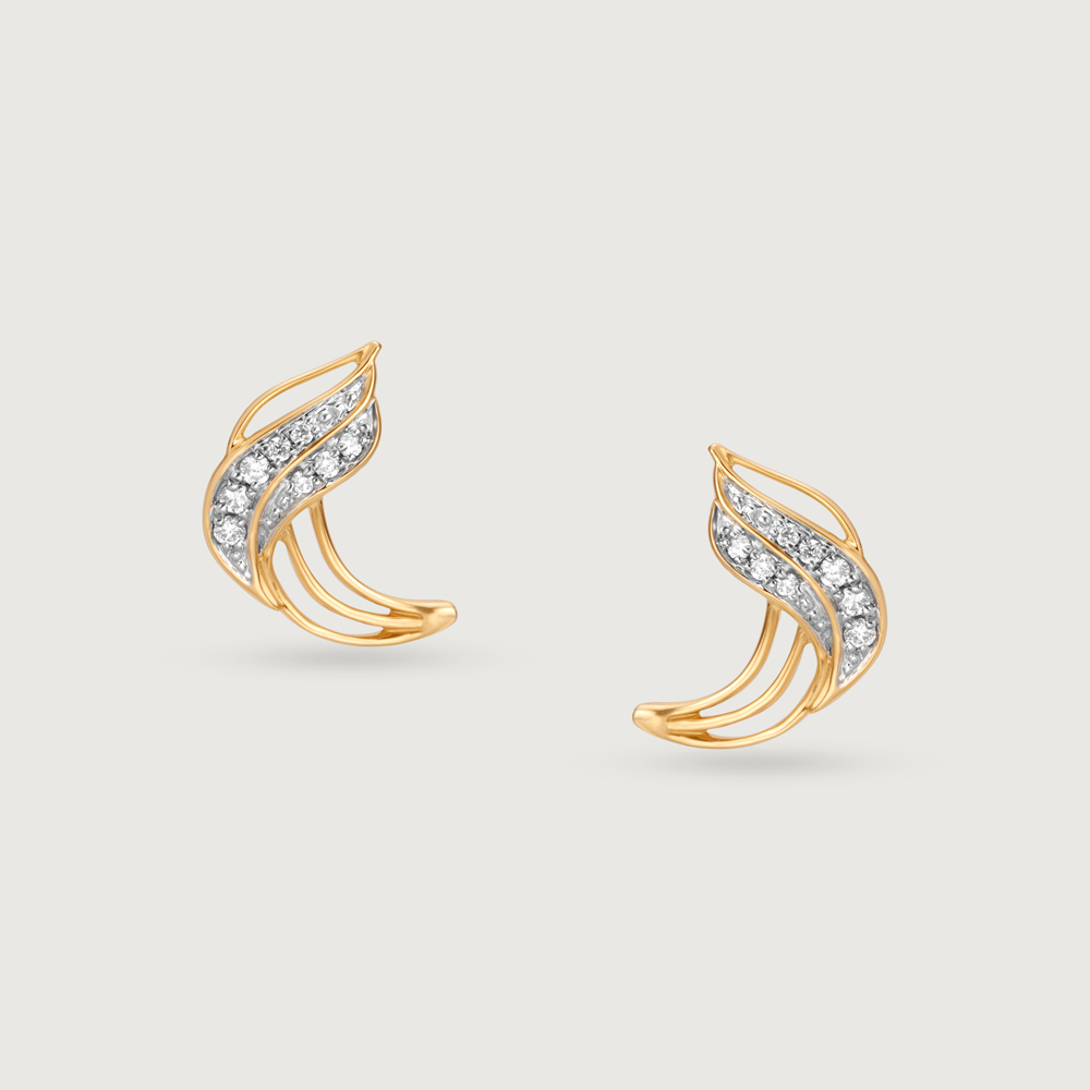 Dancing Breeze 14 Kt Gold & Diamond Stud Earrings,,hi-res image number null